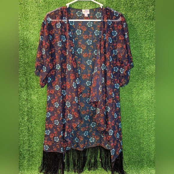 LuLaRoe Tops - Lularoe Shawl Cover-Up Duster Blue Floral